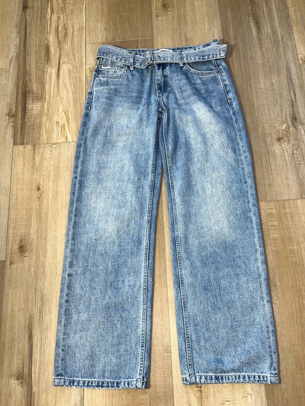 The Ragged Priest Women’s Low Rise Wide Leg Belted Jeans Size 26